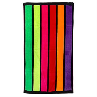 Serviette de plage éponge velours muticlore happy fresh 100 x 175
