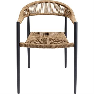 Chaise de jardin en polyéthylène marron et acier noir