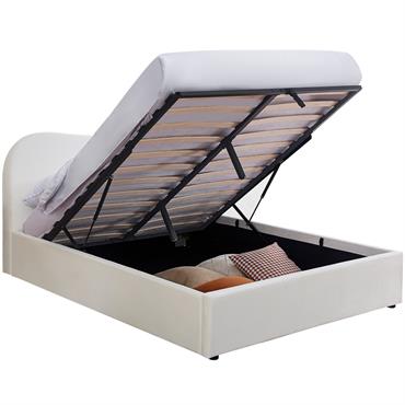 Lit coffre 160x200 cm avec tête le lit en velours beige