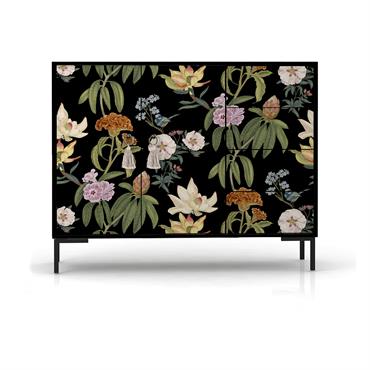 Meuble en kit à monter soi-même. N'INCLUT PAS L'ASSEMBLAGE.Ses lignes droites et épurées avec des imprimés floraux sur fond noir et des détails d'inspiration rétro tels que sa poignée en ...