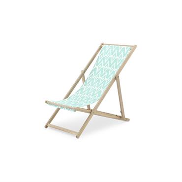 Hamac de jardin pliant en bois de couleur claire et en tissu imprimé. Le hamac est pliable et très pratique, il peut être mis dans plusieurs positions. Le tissu est ...
