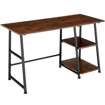 Bureau Style industriel étagère avec 2 espaces de stockage bois foncé