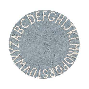 Tapis coton motif alphabet bleu D150cm