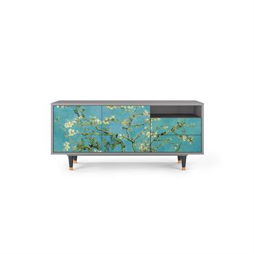 Meuble TV  bleu 2 tiroirs et 2 portes L 125 cm