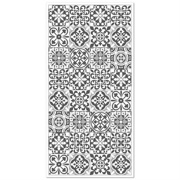 Tapis en vinyle hydraulique Triana - Transformez votre espace avec le tapis en vinyle Triana, disponible dans des tons sophistiqués de gris, bleu, orange et marron. Son design hydraulique contemporain ...