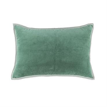 Housse de coussin velours de coton vert sauge 60x40
