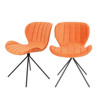 2 chaises velours orange
