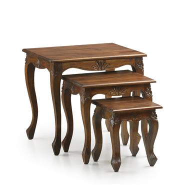 Set de 3 tables en bois marron L 60 cm