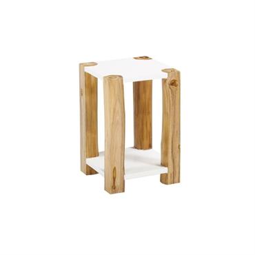 Bout de canapé en bois de teck blanc