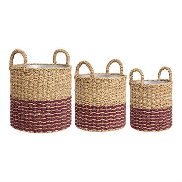 Cache-pots décoratif en fibre naturelle marron clair H28