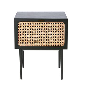 Table de chevet 1 porte cannage en rotin