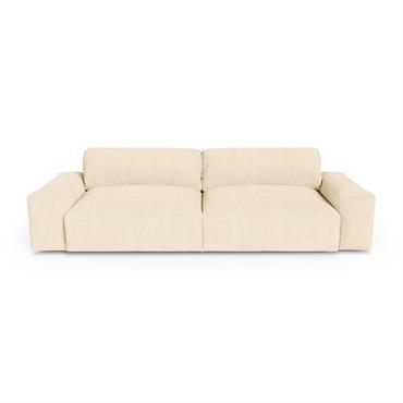 Canapé 3 places velours côtelé toucher doux crème 220cm