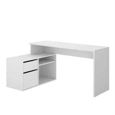 BUREAU - Bureau multi-positions pour le bureau ou la chambre, Table d'étude d'angle polyvalente, 139x92h75 cm, Blanc.  STRUCTURE ET UTILISATION - Bureau multifonction réversible de style moderne avec un ...