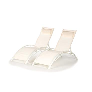 2 bains de soleil  aluminium et textilène Blanc