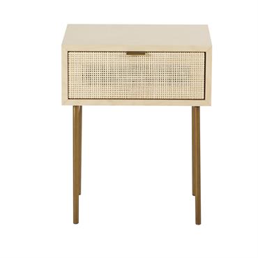 Table de chevet 1 tiroir cannage en rotin