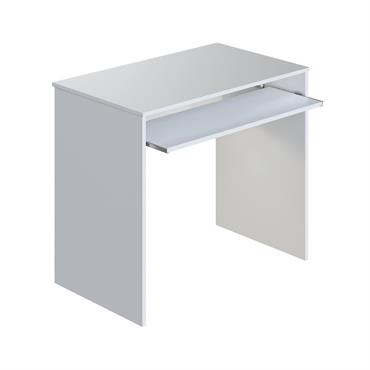 BUREAU - Bureau avec ètagère, Table d'ètude pour PC pour bureau ou chambre, Table d'ètude, 90x54h79 cm, Blanc.  STRUCTURE ET UTILISATION - Bureau linèaire peu encombrant pour chambre à  ...