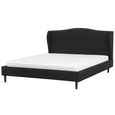 Lit double en tissu noir 180x200