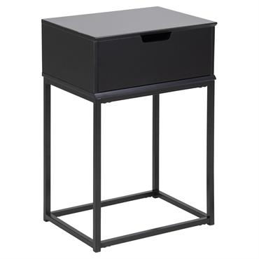 Table de chevet 1 tiroir en mdf et métal noir