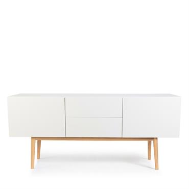 Buffet 2 portes 2 tiroirs en bois blanc