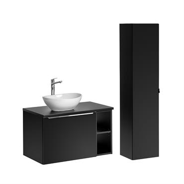Ensemble meuble vasque colonne stratifiés noir