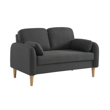 Canapé 2 places scandinave arrondi tissu gris foncé