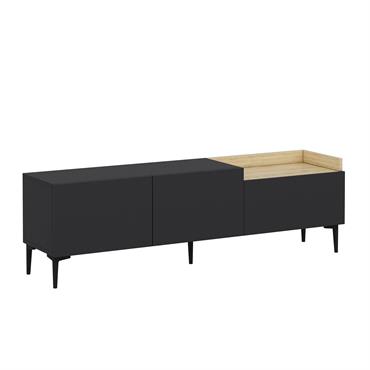 Meuble tv l160cm bois clair et anthracite