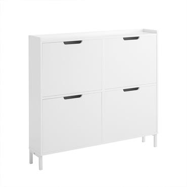 Armoire à chaussures 4 abattants effet bois blanc