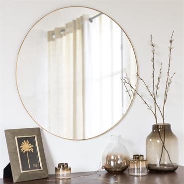 Miroir rond en métal doré D70