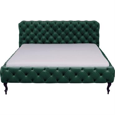 Lit 160x200 capitonné en velours vert