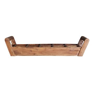 Jardinière rectangulaire bandeja akviran, couleur marron vieilli, style ethnique. Fabriqué en bois de mahogany. 