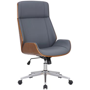 Chaise de bureau réglable en pvc et synthetique Noyer / Gris