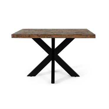 Table à manger 4 places en bois recyclé multicolore diamètre 120