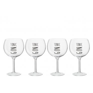 Verres à gin transparents/noirs - Lot de 4