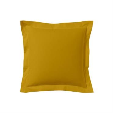Taie d'oreiller unie en coton jaune curry 63x63