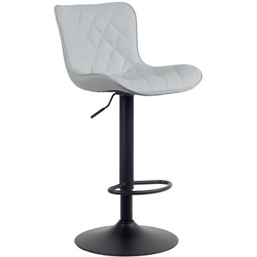 Tabouret de bar ajustable pivotant similicuir Gris