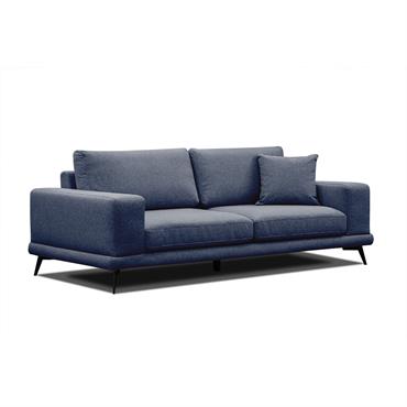 Canapé droit XXL 3 places tissu bleu foncé