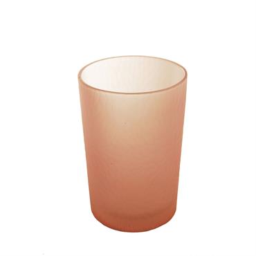 Photophore décoratif en verre dépoli orange H18