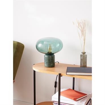 Lampe globe verre et marbre vert