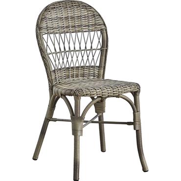 Chaise repas empilable en alu et fibre synthétique taupe