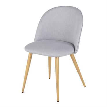 Chaise vintage en tissu recyclé gris clair et acier imitation chêne