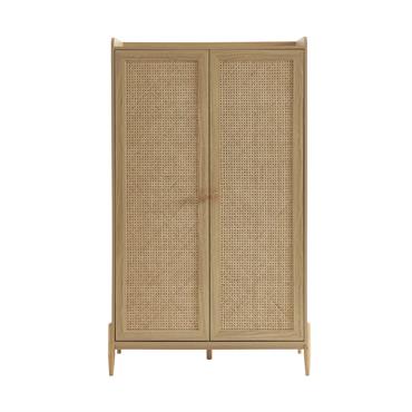 Armoire  effet bois et cannage rotin 2 portes