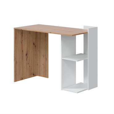 BUREAU - Bureau rèversible multi-positions, Table d'ètude ou de bureau pour PC avec ètagère et ètagères, 100x52h78 cm, Chène blanc et nouè.  STRUCTURE ET UTILISATION - Le bureau rèversible ...