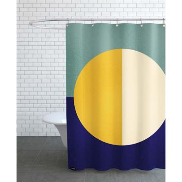 Rideau de douche en polyester en bleu & jaune 150x200