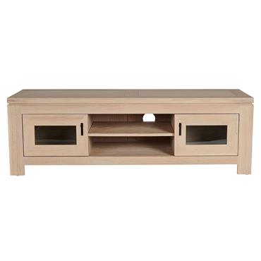 Le meuble TV BOSTON en chêne blanchi parfait pour un salon accueillant et moderne.Un meuble télé avec plusieurs rangementsFonctionnel et pratique, il accueillera vos éléments vidéo et hifi, magazines, livres ...