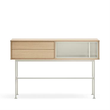 Console contemporaine 2 tiroirs en bois beige