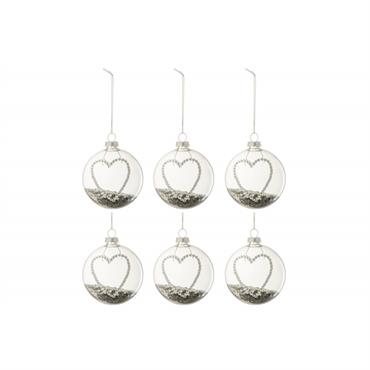 Boite de 6 boules de Noël en verre blanc 8x8x8 cm