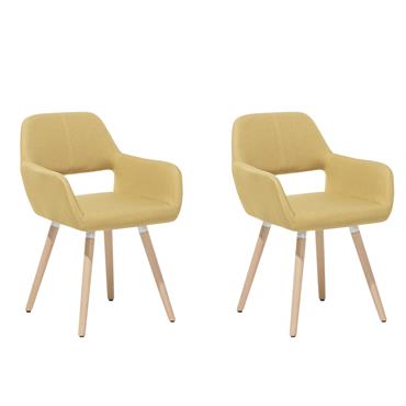 Lot de 2 chaises de salle à manger en tissu jaune 56x81cm