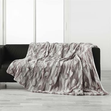 Plaid en imitation fourrure doublé sherpa polyester gris 150 x 125