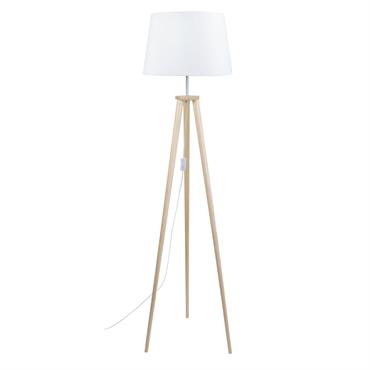 Lampadaire bois naturel et blanc