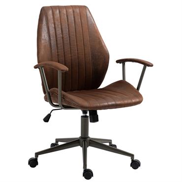 Chaise bureau Simili Réglable pivotante en similicuir Cognac